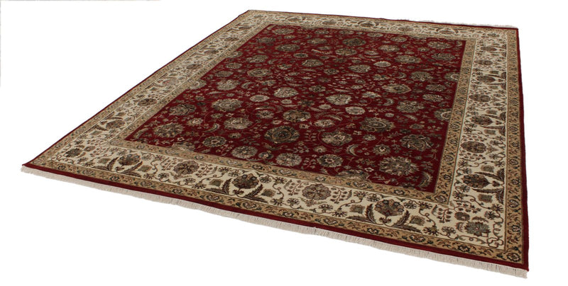 8x10 Red and Ivory Turkish Silk Rug