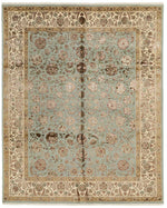 8x10 Light Blue and Ivory Turkish Silk Rug