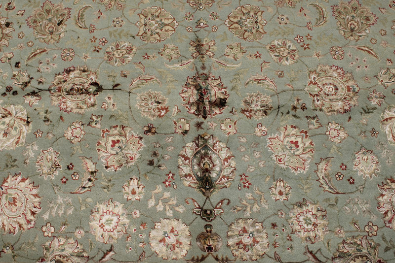 8x10 Light Blue and Ivory Turkish Silk Rug