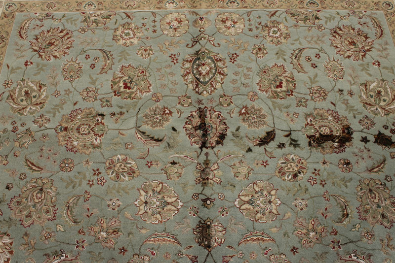 8x10 Light Blue and Ivory Turkish Silk Rug