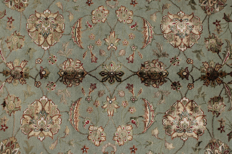 8x10 Light Blue and Ivory Turkish Silk Rug