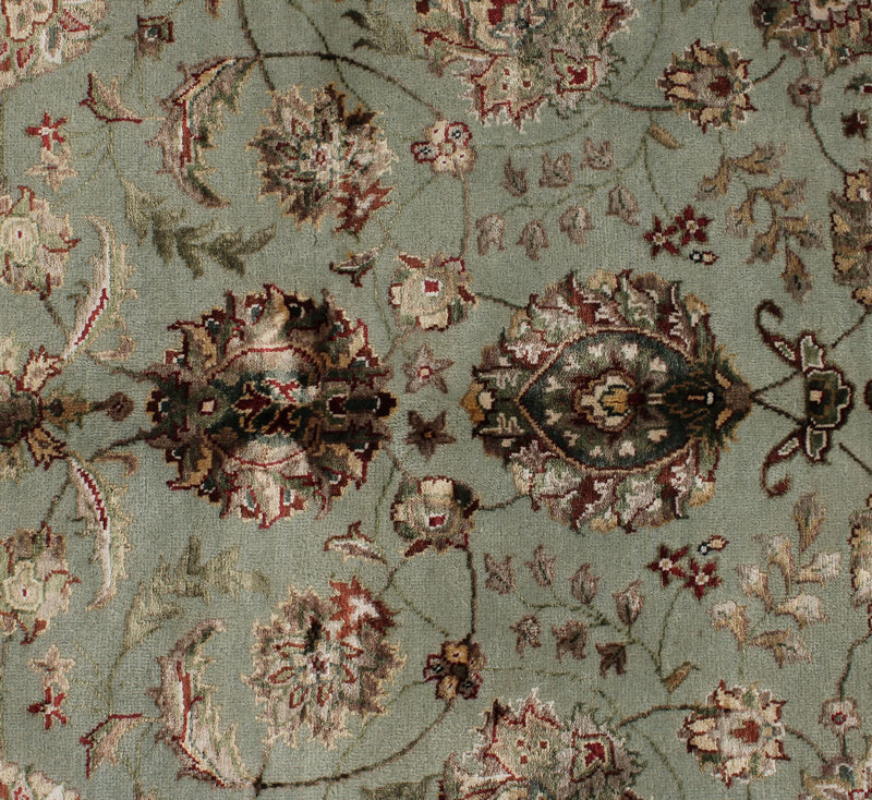 8x10 Light Blue and Ivory Turkish Silk Rug