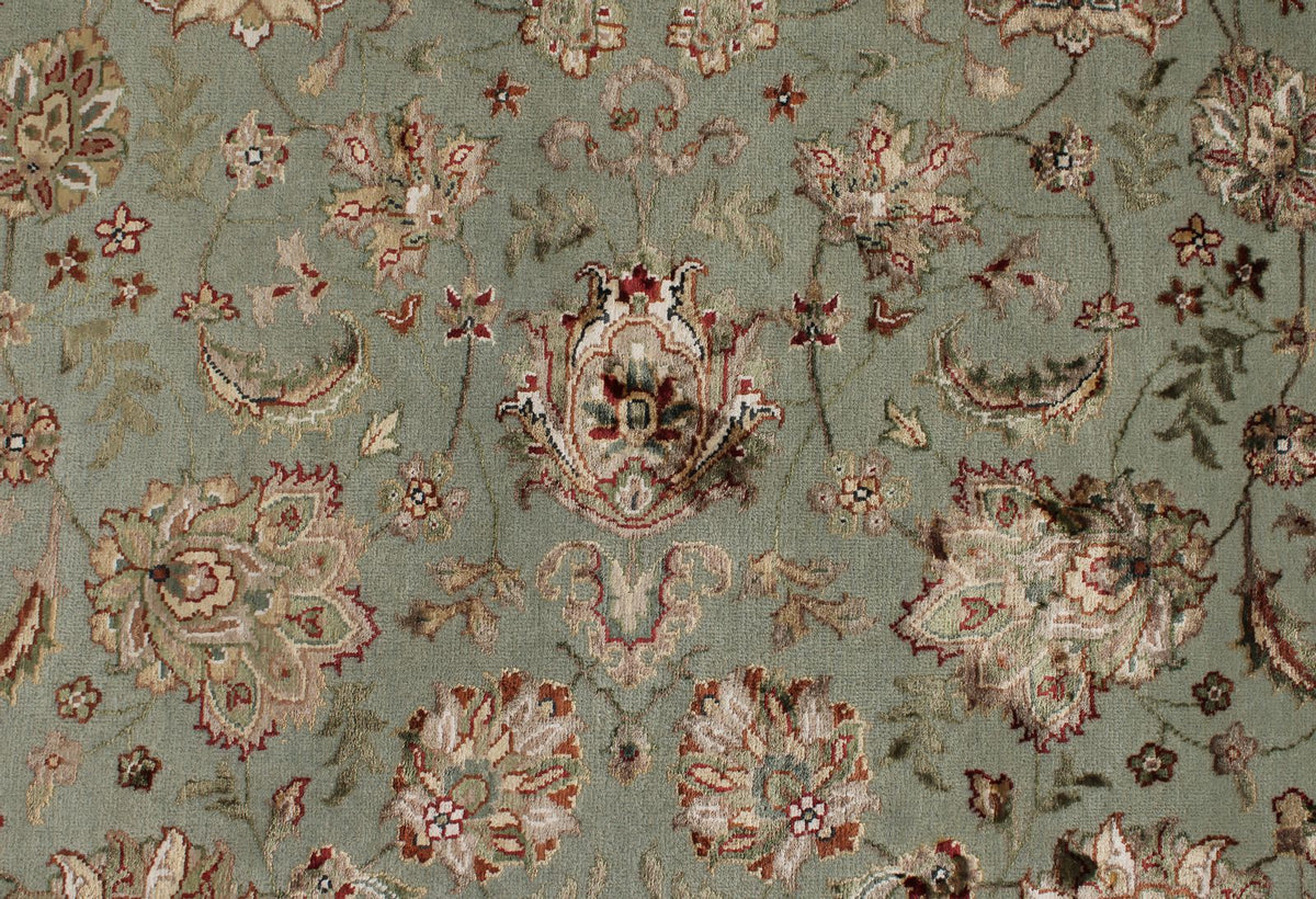 8x10 Light Blue and Ivory Turkish Silk Rug