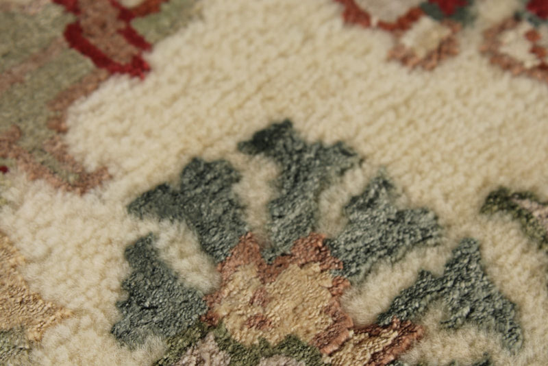 8x10 Light Blue and Ivory Turkish Silk Rug