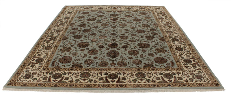 8x10 Light Blue and Ivory Turkish Silk Rug