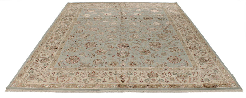 8x10 Light Blue and Ivory Turkish Silk Rug