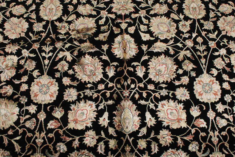 8x10 Black and Ivory Turkish Silk Rug
