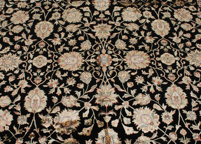 8x10 Black and Ivory Turkish Silk Rug