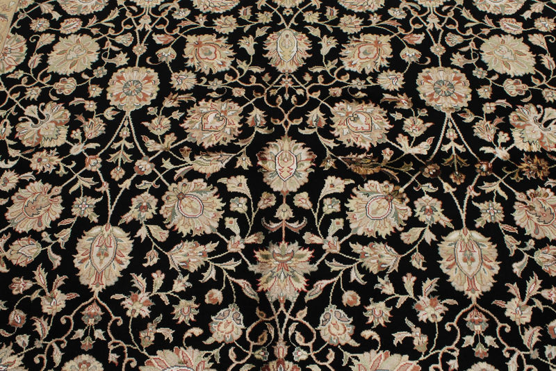 8x10 Black and Ivory Turkish Silk Rug
