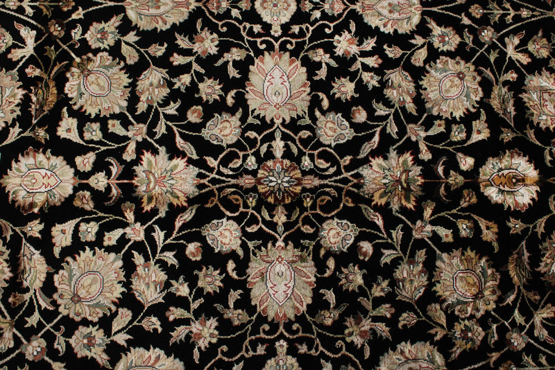 8x10 Black and Ivory Turkish Silk Rug