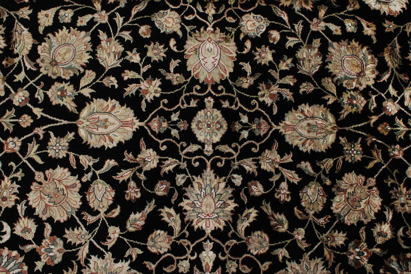 8x10 Black and Ivory Turkish Silk Rug