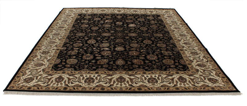 8x10 Black and Ivory Turkish Silk Rug