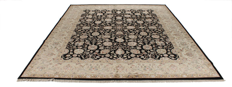 8x10 Black and Ivory Turkish Silk Rug