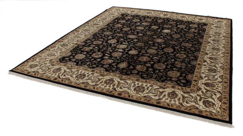 8x10 Black and Ivory Turkish Silk Rug