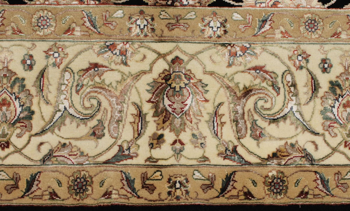 8x10 Black and Ivory Turkish Silk Rug