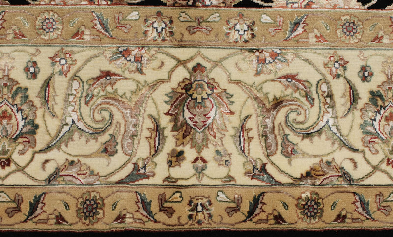 8x10 Black and Ivory Turkish Silk Rug