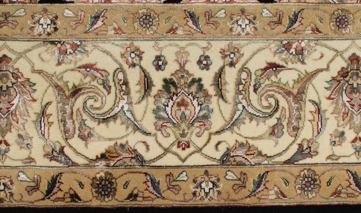 8x10 Black and Ivory Turkish Silk Rug