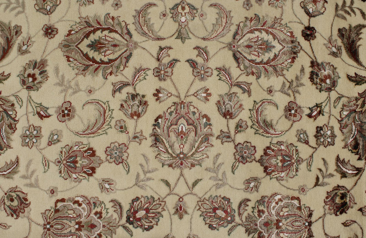 8x10 Ivory and Gold Turkish Silk Rug