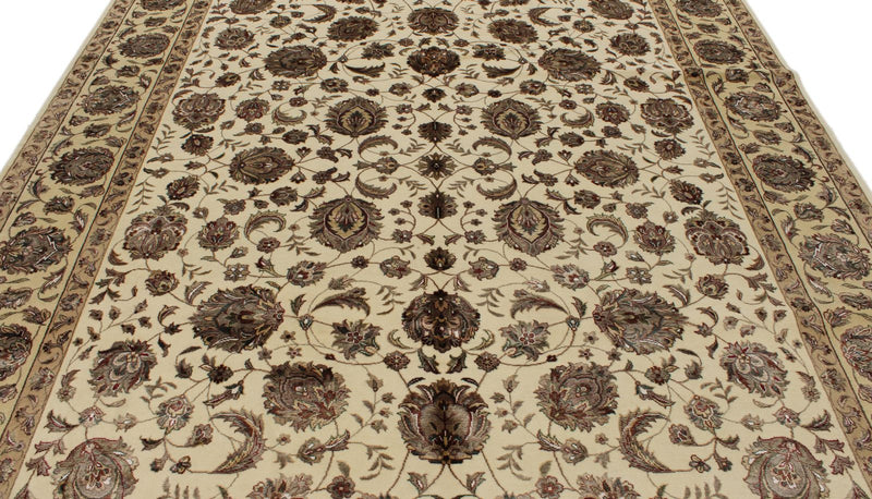 8x10 Ivory and Gold Turkish Silk Rug
