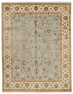 8x10 Light Blue and Ivory Turkish Silk Rug