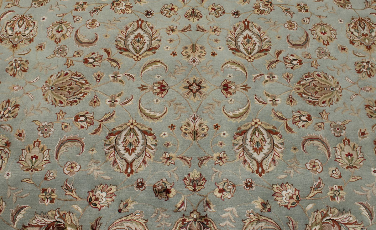 8x10 Light Blue and Ivory Turkish Silk Rug