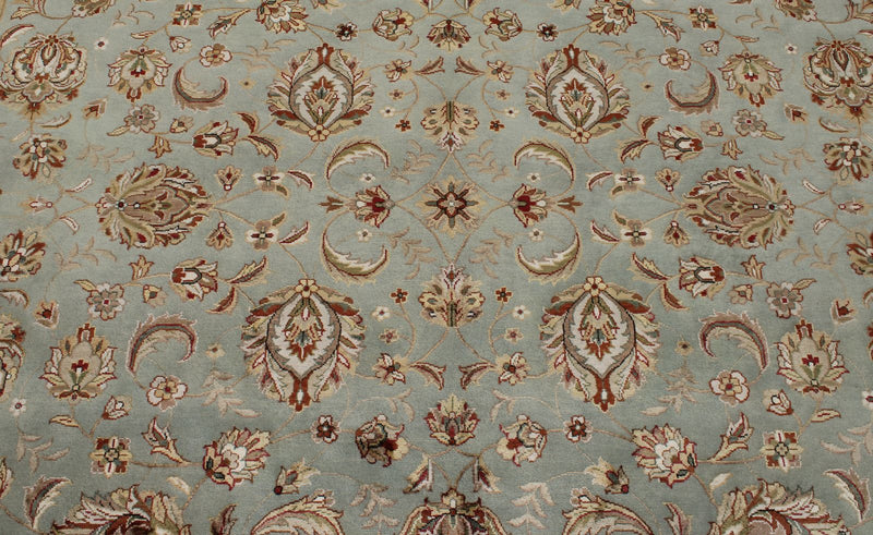 8x10 Light Blue and Ivory Turkish Silk Rug