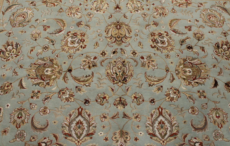 8x10 Light Blue and Ivory Turkish Silk Rug