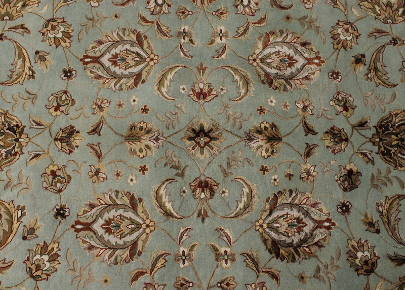 8x10 Light Blue and Ivory Turkish Silk Rug