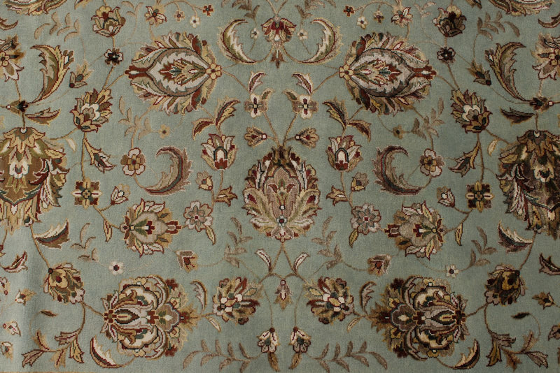 8x10 Light Blue and Ivory Turkish Silk Rug