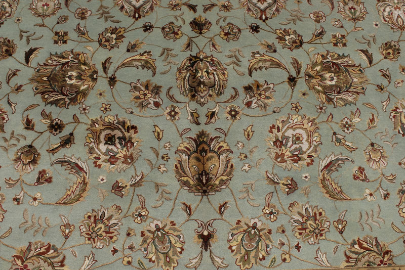 8x10 Light Blue and Ivory Turkish Silk Rug