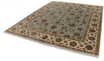 8x10 Light Blue and Ivory Turkish Silk Rug