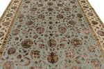 8x10 Light Blue and Ivory Turkish Silk Rug