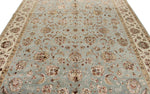 8x10 Light Blue and Ivory Turkish Silk Rug