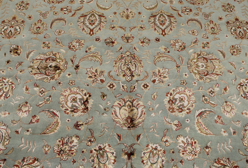 8x10 Light Blue and Ivory Turkish Silk Rug