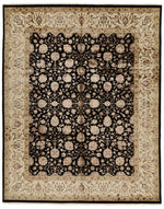 8x10 Black and Ivory Turkish Silk Rug