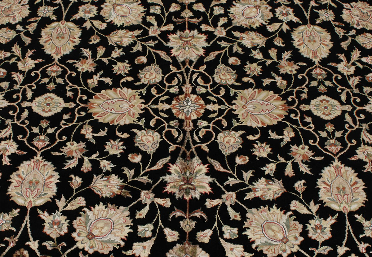8x10 Black and Ivory Turkish Silk Rug