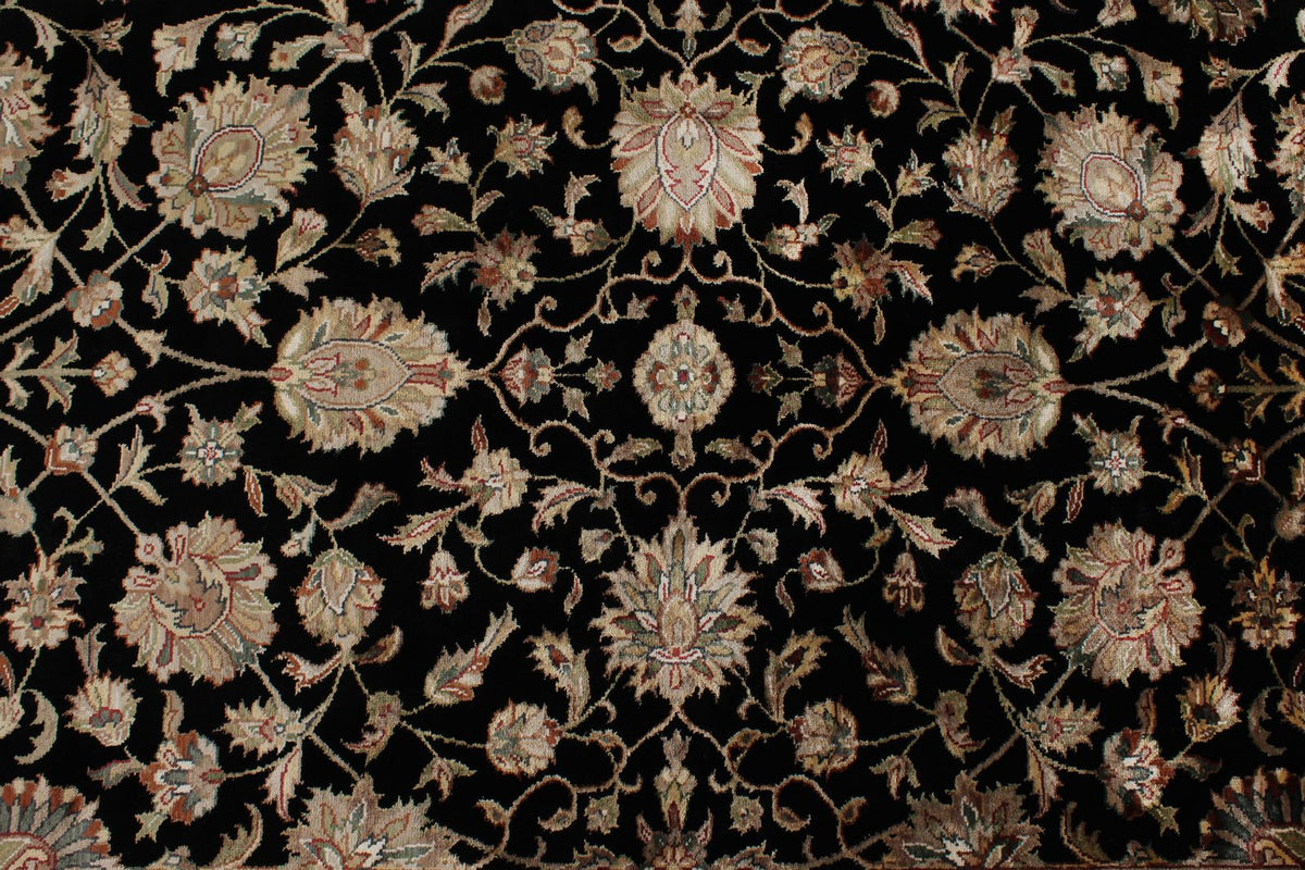 8x10 Black and Ivory Turkish Silk Rug