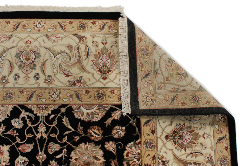 8x10 Black and Ivory Turkish Silk Rug