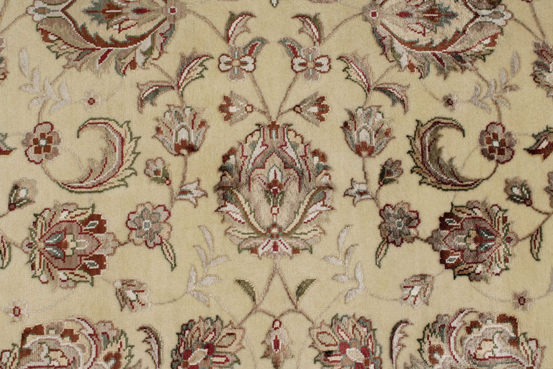 8x10 Ivory and Beige Turkish Silk Rug
