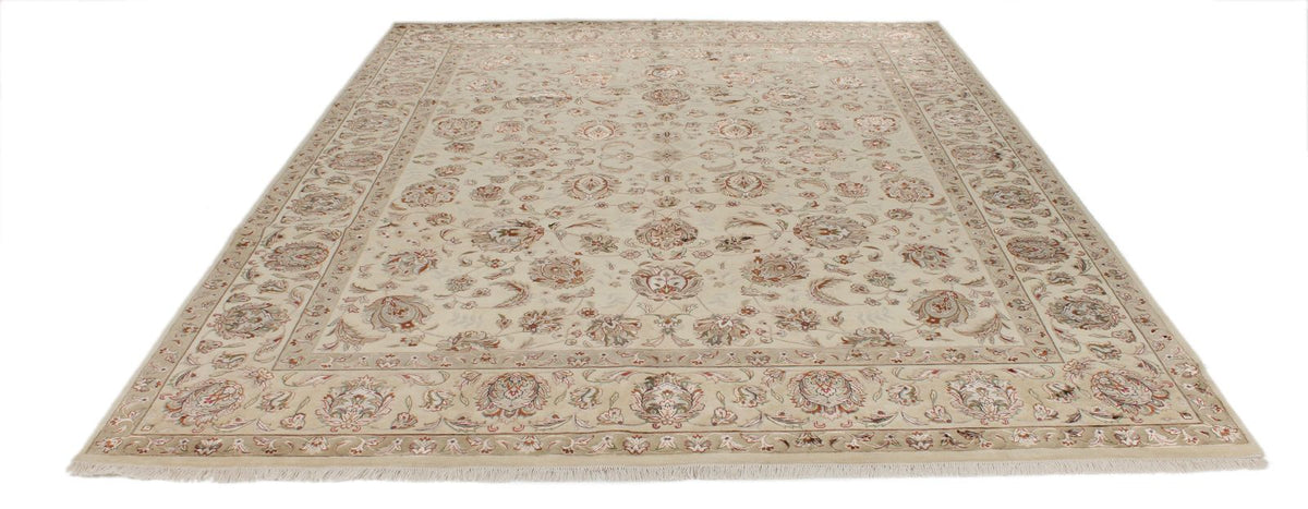 8x10 Ivory and Beige Turkish Silk Rug