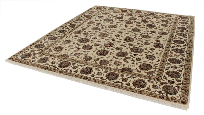 8x10 Ivory and Beige Turkish Silk Rug
