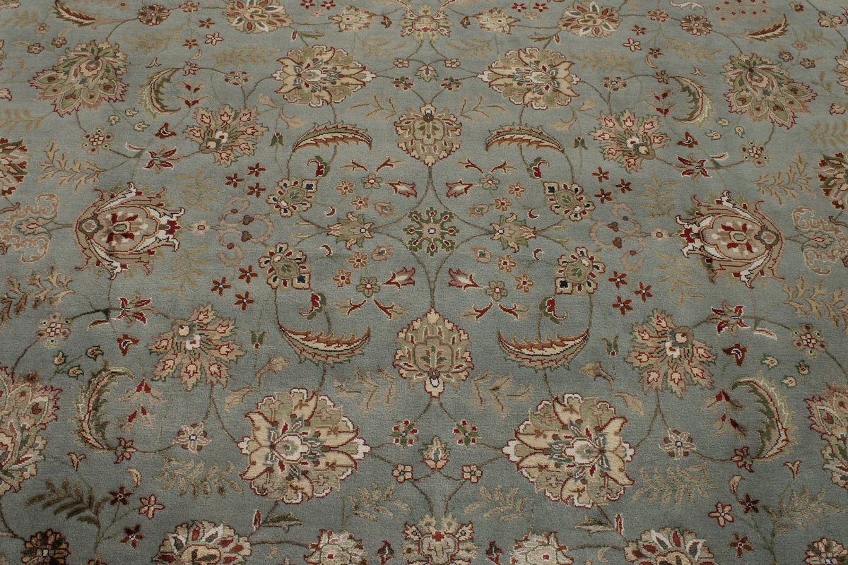 10x14 Light Blue and Ivory Turkish Silk Rug