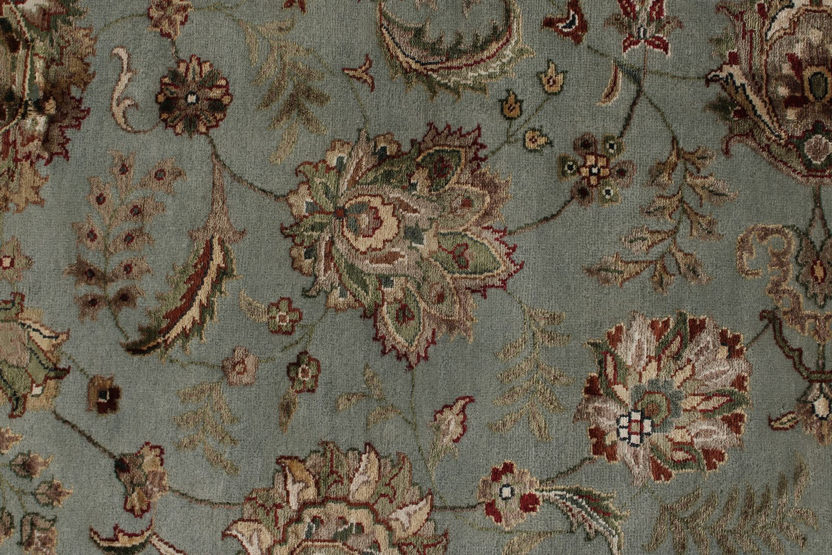 10x14 Light Blue and Ivory Turkish Silk Rug