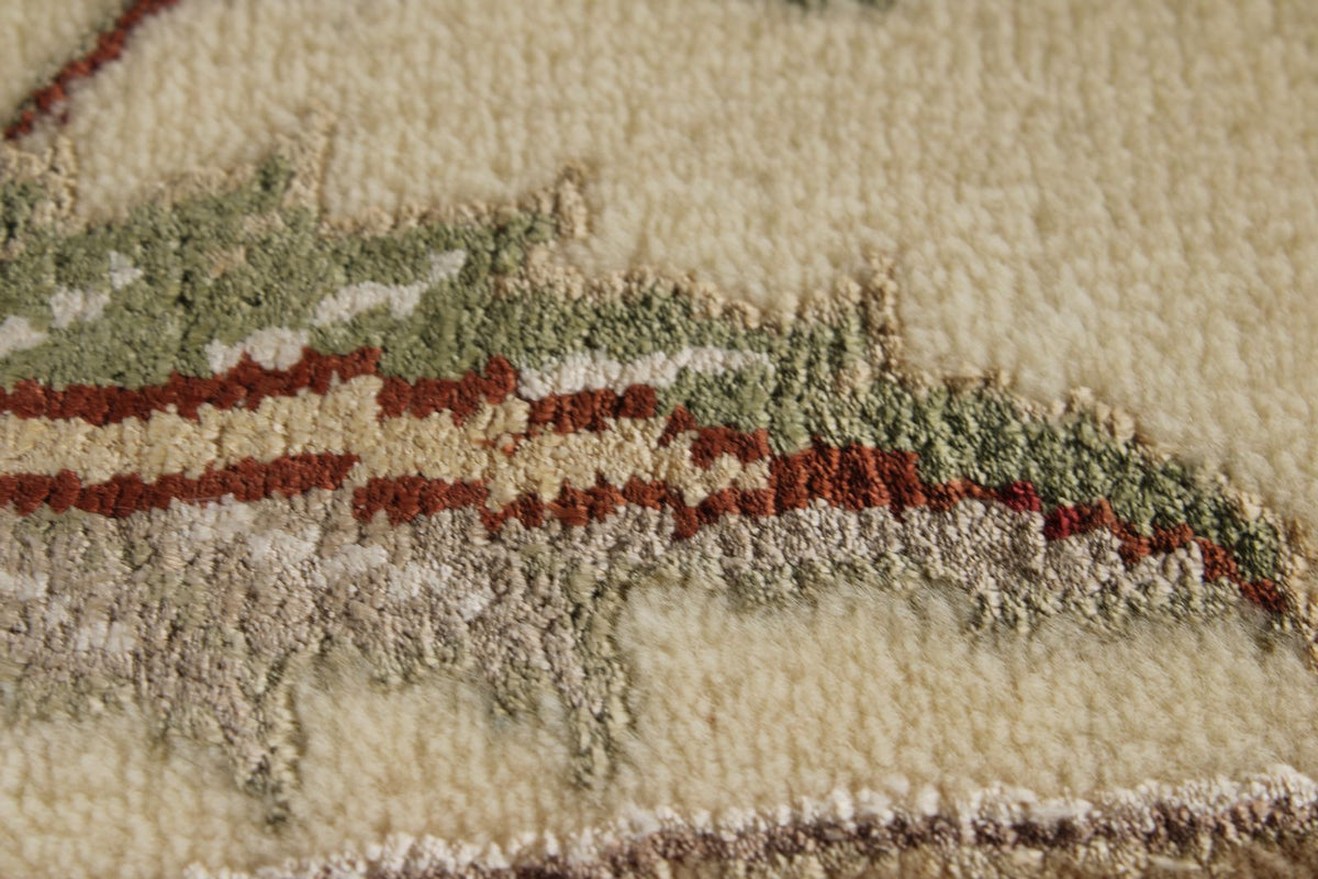 10x14 Light Blue and Ivory Turkish Silk Rug