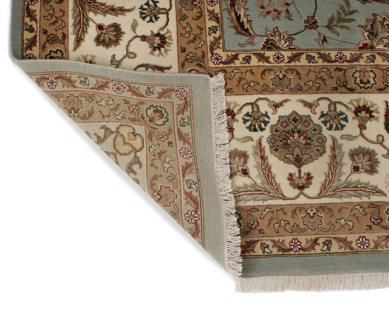 10x14 Light Blue and Ivory Turkish Silk Rug