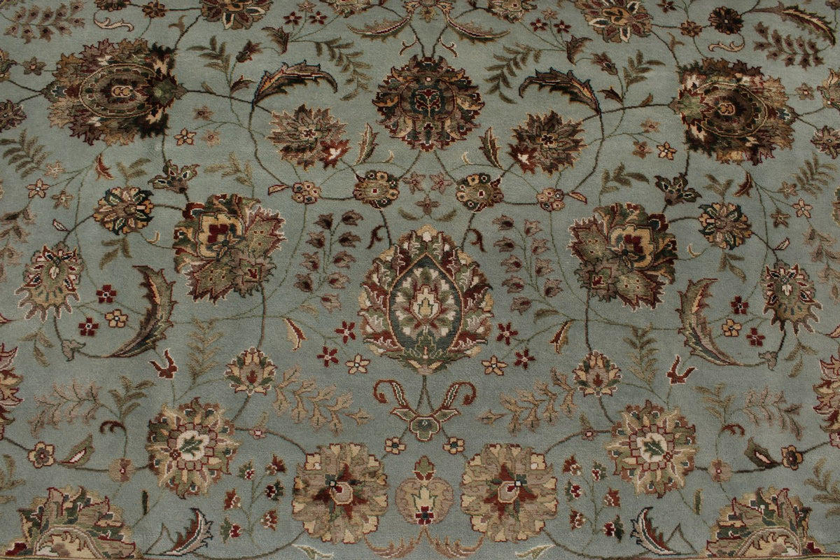 10x14 Light Blue and Ivory Turkish Silk Rug