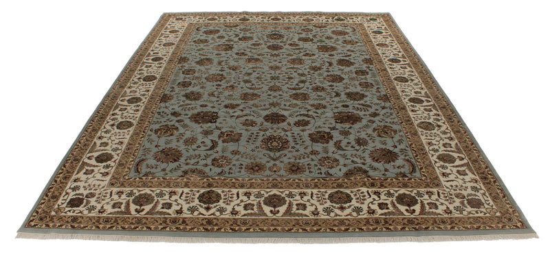 10x14 Light Blue and Ivory Turkish Silk Rug