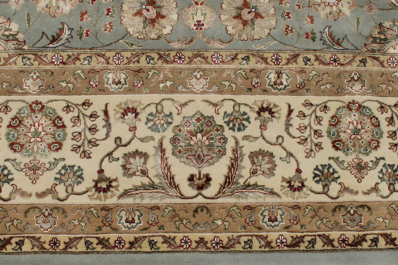 10x14 Light Blue and Ivory Turkish Silk Rug