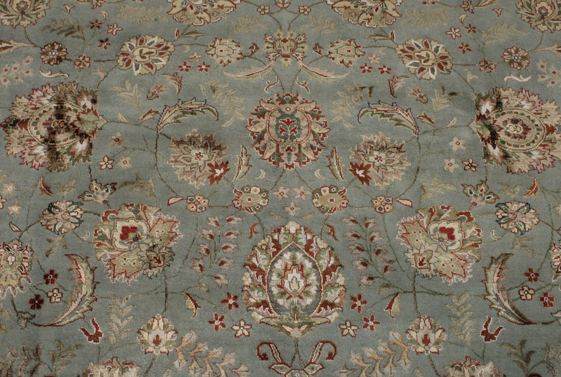 10x14 Light Blue and Ivory Turkish Silk Rug