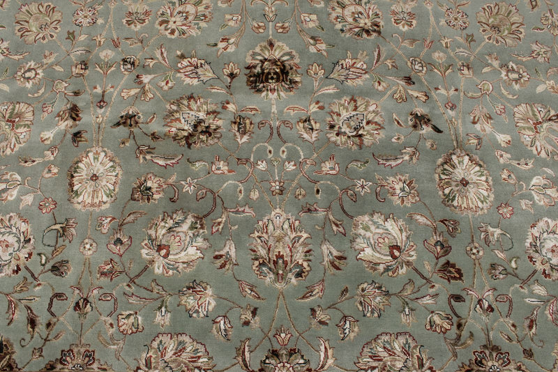 10x14 Light Blue and Ivory Turkish Silk Rug